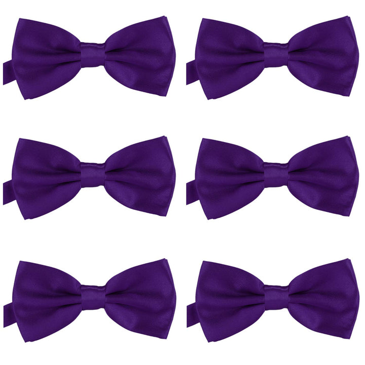 DonDon 6er Set Herren Fliege 12 x 6 cm gebunden und längenverstellbar Violett, Violett