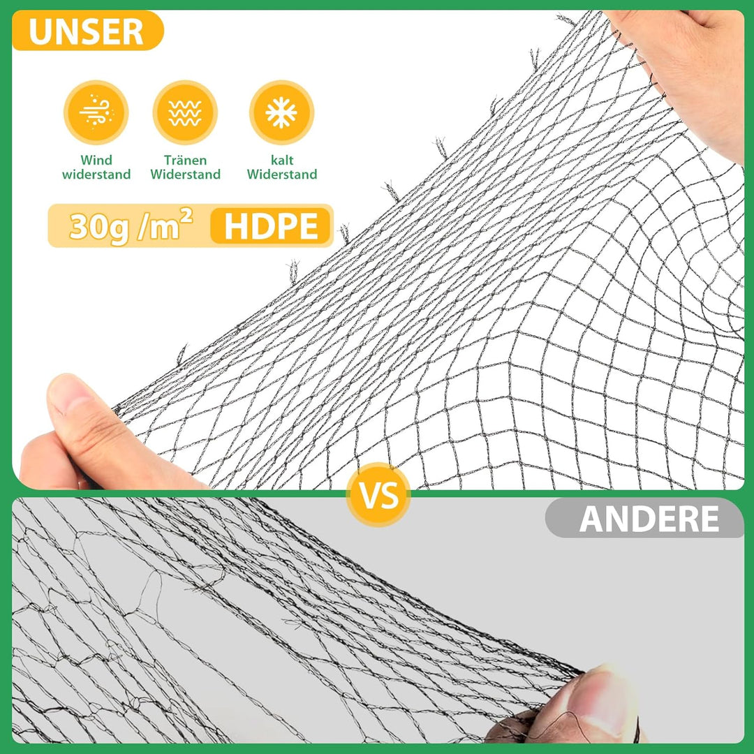 Teichnetz Vogelschutznetz taubennetz für Garden, 12x12mm feinmaschig 30g/m²,Robust Reissfest UV-best