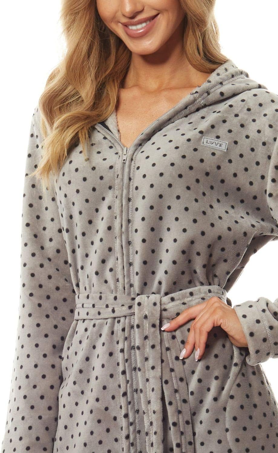 L&L - 9156 Long Luxury Toweling Damen Weicher Langarm Bademantel. Extrem Leicht. Hausmantel mit Reis
