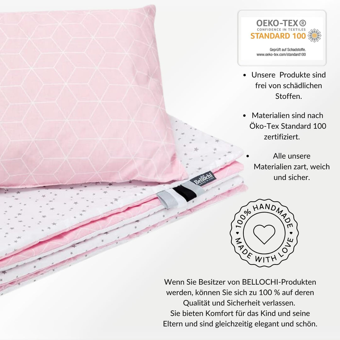 Bellochi Multifunktional Baby Decke Set - Doppelseitig Baby Bettwäsche 75x100 cm und Kissen 30x40cm