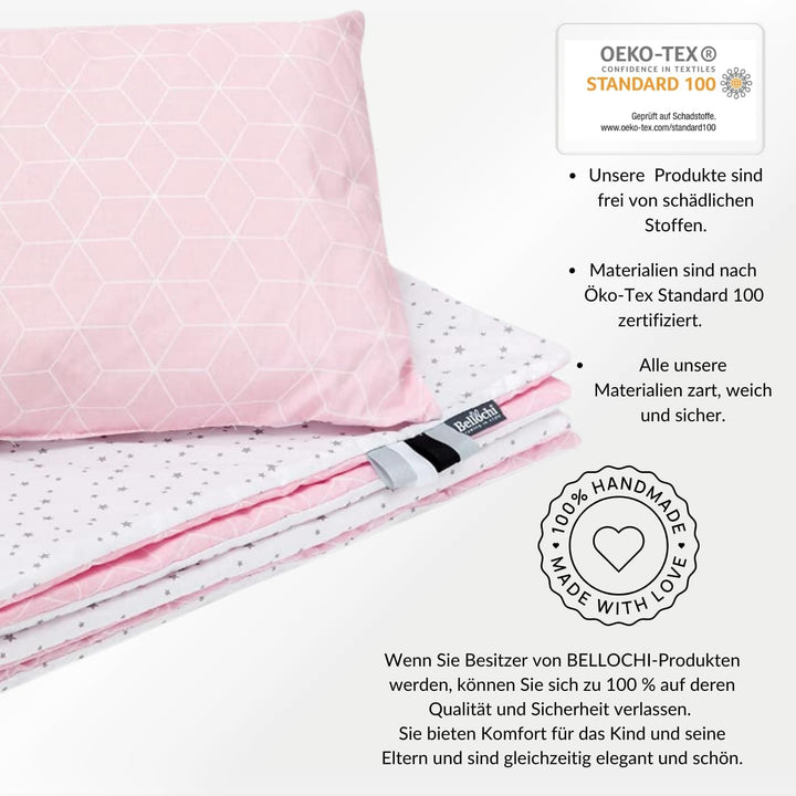 Bellochi Multifunktional Baby Decke Set - Doppelseitig Baby Bettwäsche 75x100 cm und Kissen 30x40cm