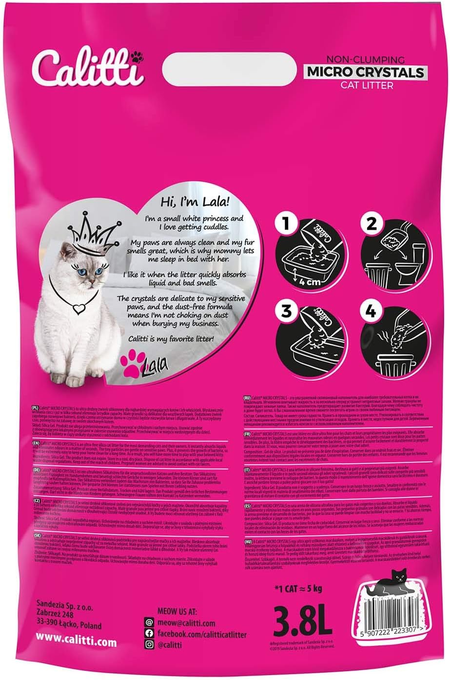 Calitti - Micro Silikat Katzenstreu | Premium Crystals Silikatstreu | Antibakteriell Katzensand | 8-