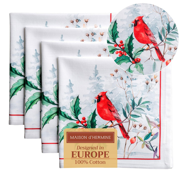 Maison d' Hermine Stoffservietten 4er Set aus 100 % Baumwolle Wiederverwendbare Stoffservietten Weih