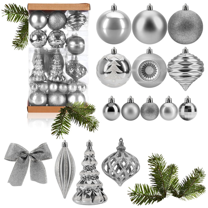 com-four® 51x Weihnachtskugeln, Christbaumkugeln bruchsicher aus Kunststoff für Weihnachten, Baumsch