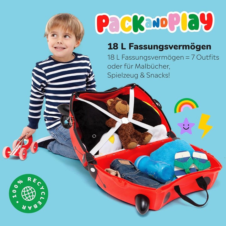 Trunki Handgepäck und Kinderkoffer zum Draufsitzen | Kinder Risen Geschenk für Mädchen und Jungen |