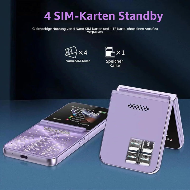 Flip-Senior-Handy, Flip-Design, Dual-Screen-Display, Grosse Tasten, Schnellwahl, Klarer Sound, HD-Ka