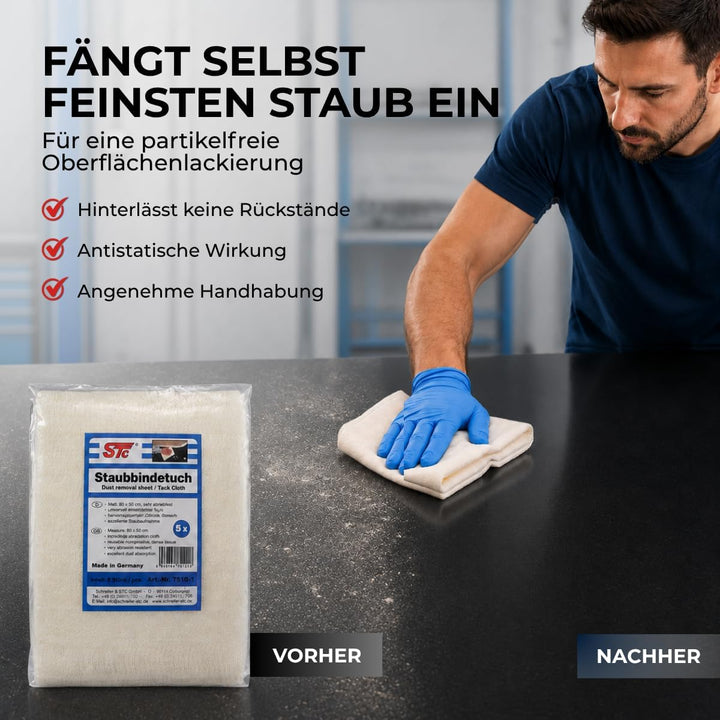 STC Staubbindetuch 10 x 5er Pack (50 Stück) – hochwertiges Honigtuch für Lackierarbeiten – Staubtuch