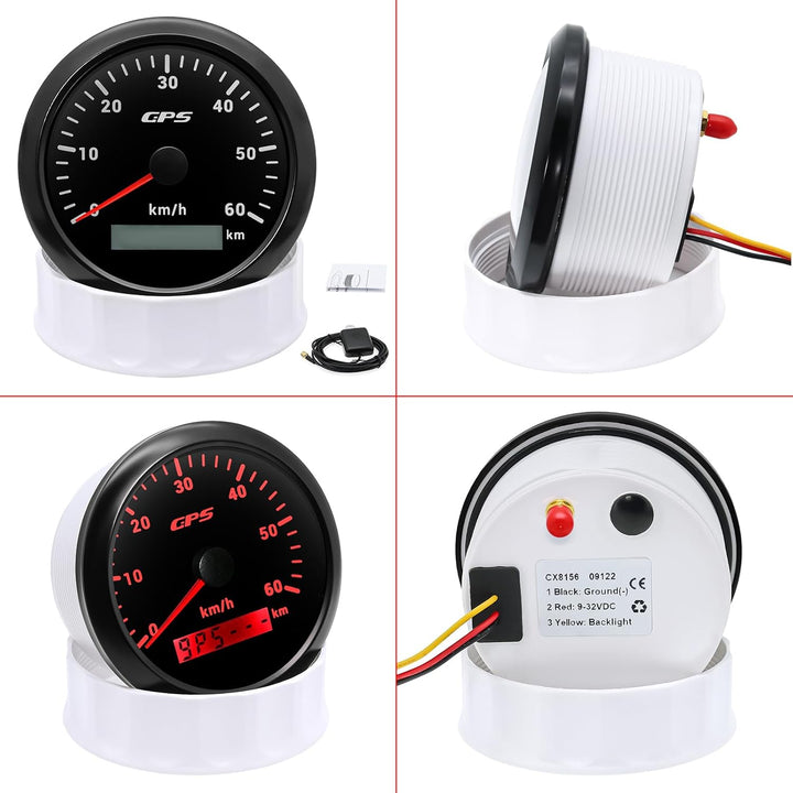85mm Geschwindigkeitsmesser Boot GPS Tacho Kilometerzähler 0-60Km/H Wasserdichter IP67 7-Farben Tach