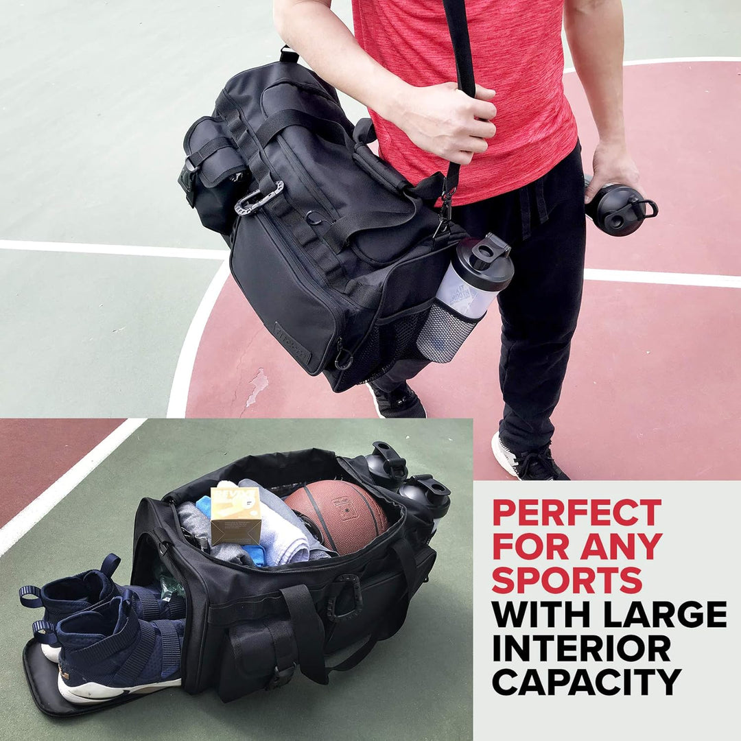 Fitdom Taktische Sporttasche mit Schuhfach, 50.8 cm, 32 l, 20"x10"x10", Seesack mit Griff und Schult