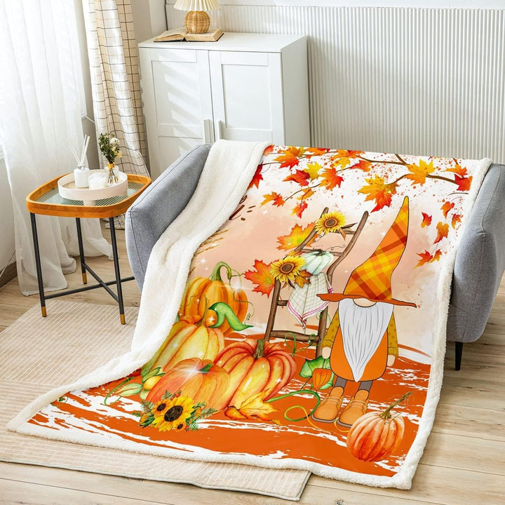 Homewish Verdammter Zwerg Decke 150 x 200 Herbst Thanksgiving Kürbis Decke Werfen für Teenager Mädch