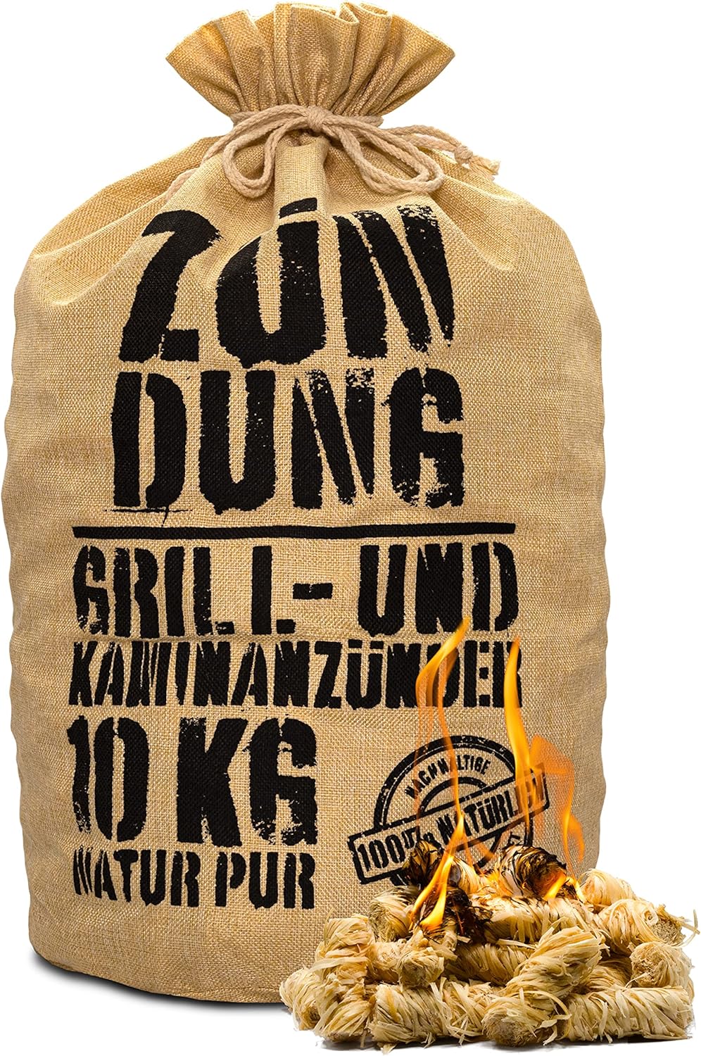 ZÜNDUNG Grill- und Kaminanzünder 10 kg Holzwolle Wachs, 100% nachhaltige Bio Grillanzünder Holzwolle