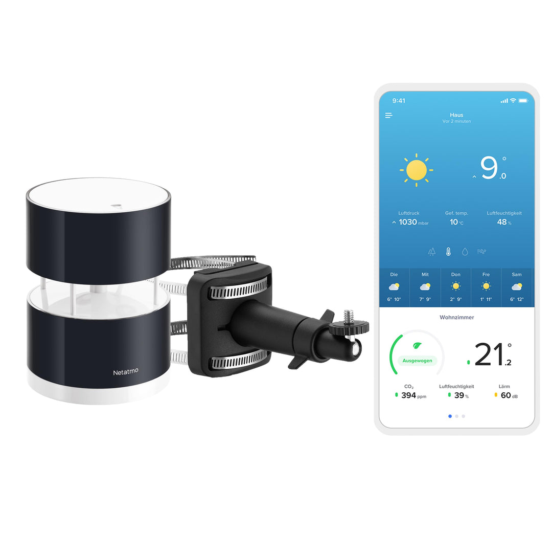 Netatmo Set Windmesser für die Smarte Wetterstation + Halterung Bundle mit