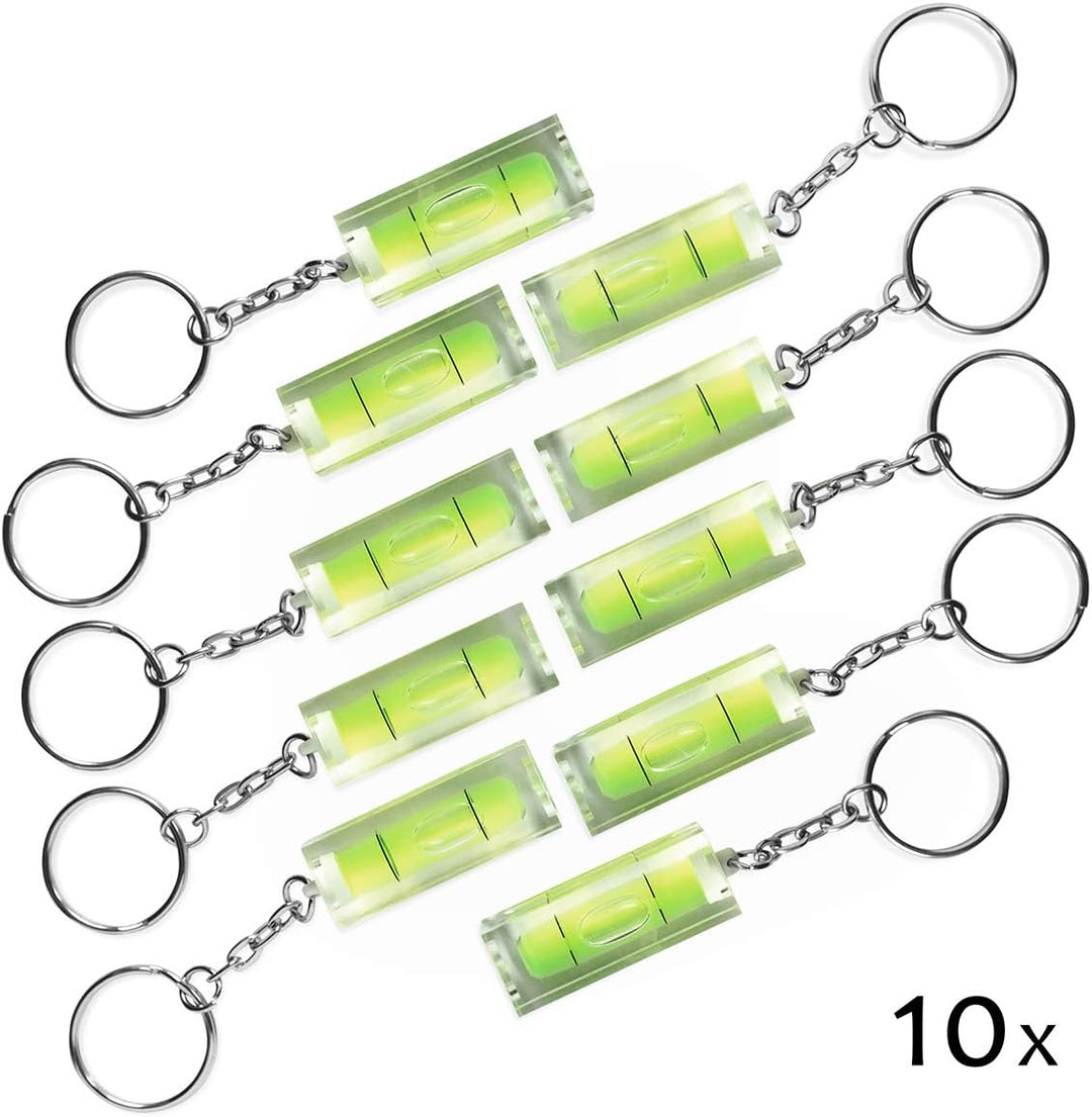 10x Mini-Wasserwaage aus Acrylglas mit Schlüsselanhänger, 10x
