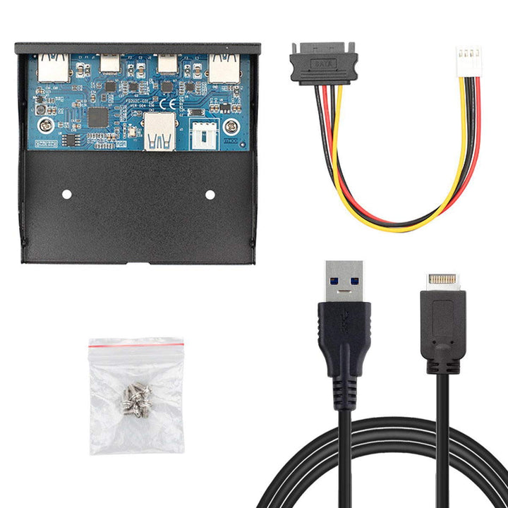 JSER USB 3.1 Frontpanel-Header, 19-polig auf USB-C &amp; USB 3.0 HUB 4 Ports, Frontpanel, Motherboard-Ka