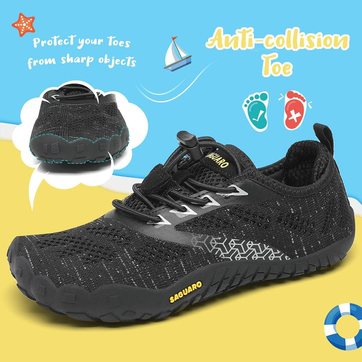 SAGUARO Kinder Barfussschuhe Schnell Trocknend Badeschuhe,24-36 EU 24 EU Schwarz, 24 EU Schwarz