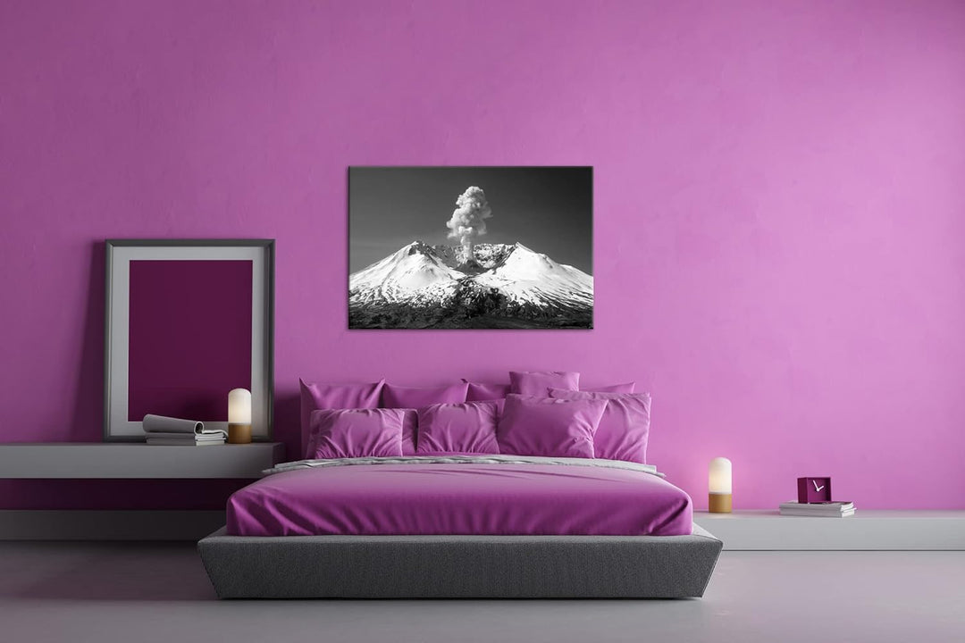 Vulkanausbruch des Mount St Helens Format: 80x60 Effekt: Schwarz&Weiss als Leinwandbild, Motiv ferti