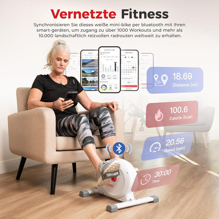 Sunny Health & Fitness Smart-Heimtrainer, Untertisch-Mini-Pedaltrainer mit Doppelfunktion für Senior