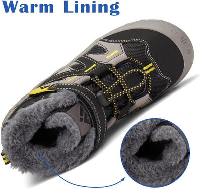 Mishansha Kinder Outdoor Winterschuhe Warm Gefüttert Winterstiefel, Gr.24-38 29 EU Ebenholz Schwarz,