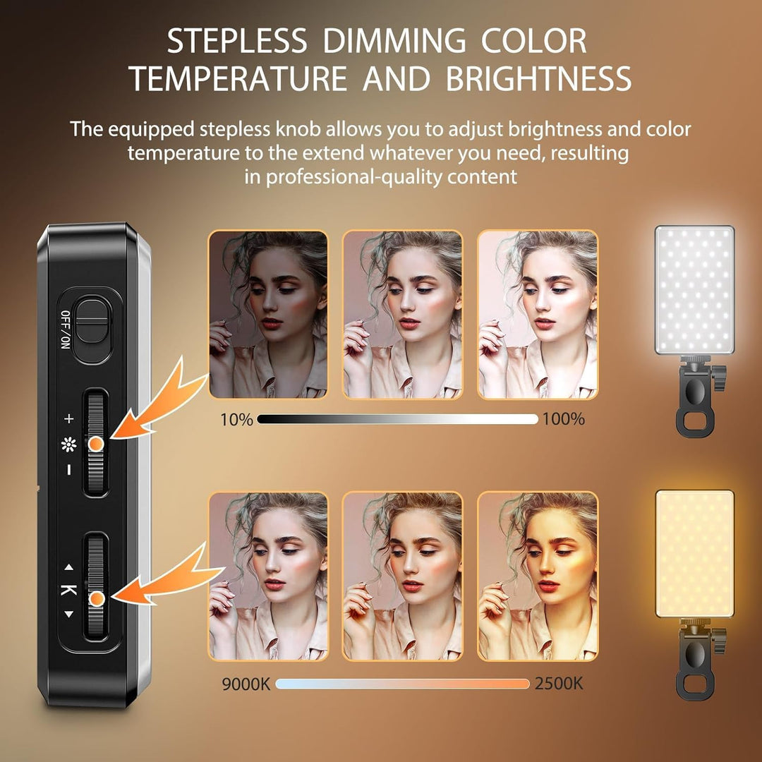 120 LED Selfie Licht Handy, Dimmbares Videoleuchte 2500-9000K CRI 95 + 3000mAh Professionelles Video