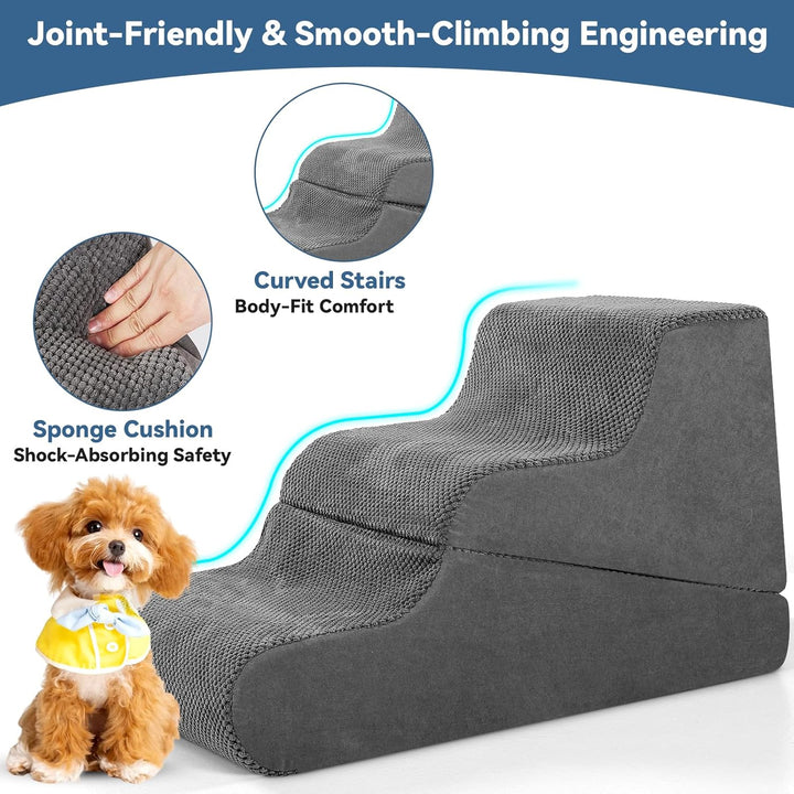 Hundetreppe für Bett kleine Hunde, 40 cm hoch, 2-in-1 umwandelbare 3-stufige Haustiertreppe und Ramp