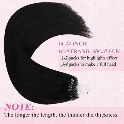 YoungSee Microring Extensions Braun 55cm Microring Extensions Echthaar 1g Microring Hair Extensions