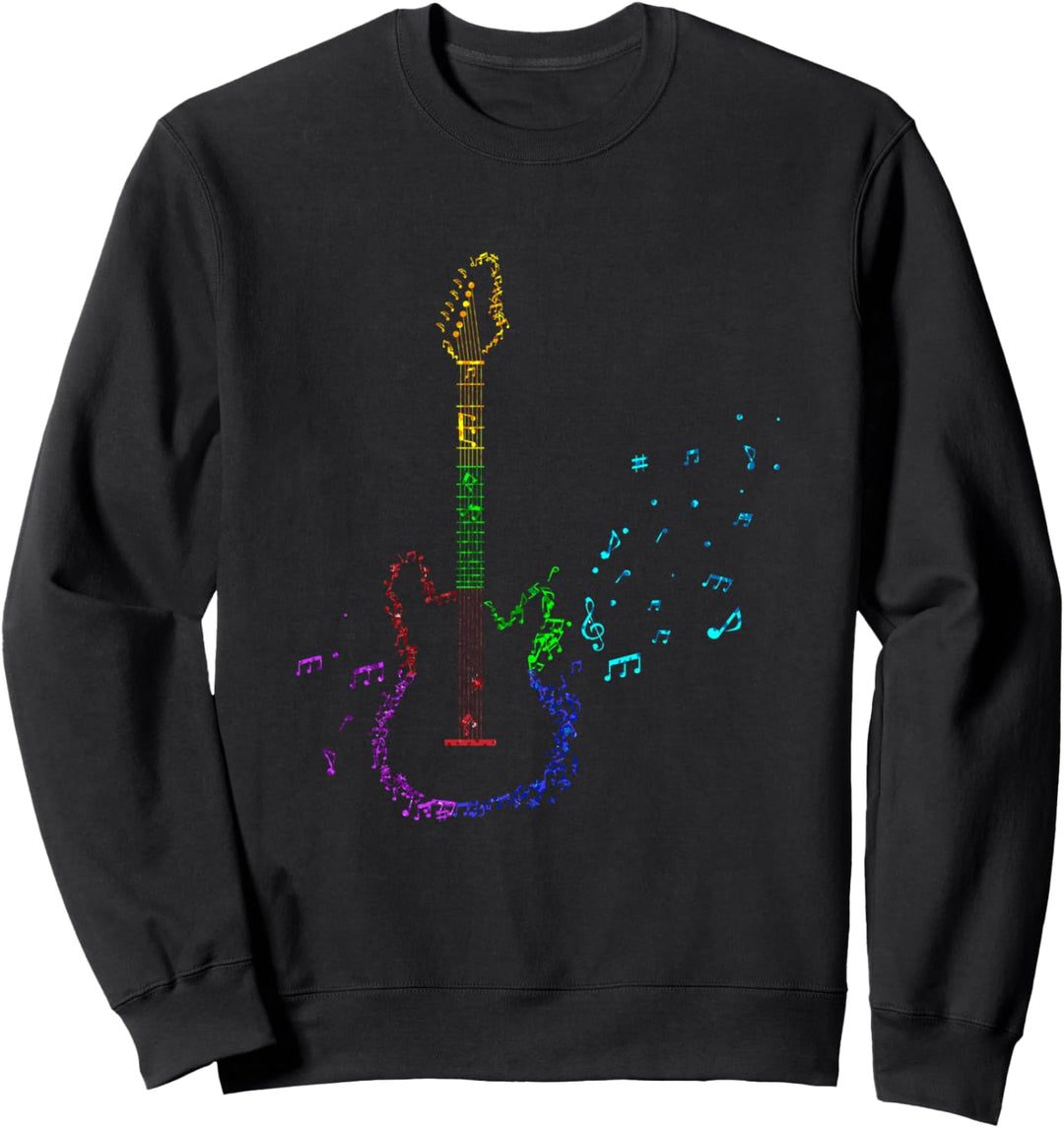 Retro E-Gitarre Musiknoten Musikinstrument E-Gitarre Noten Sweatshirt