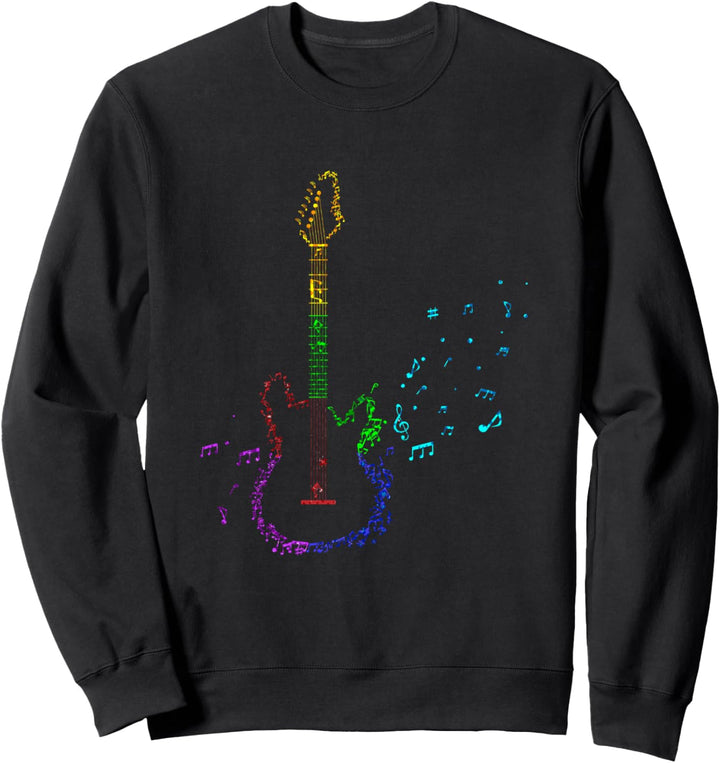 Retro E-Gitarre Musiknoten Musikinstrument E-Gitarre Noten Sweatshirt