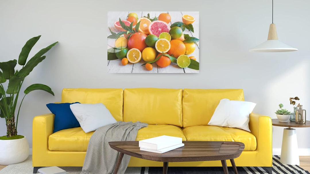 ALLboards Glas Magnettafel CITRUSFRÜCHTE ORANGEN LIMETTE ZITRONEN 90x60cm Glasbild Memoboard aus Gla