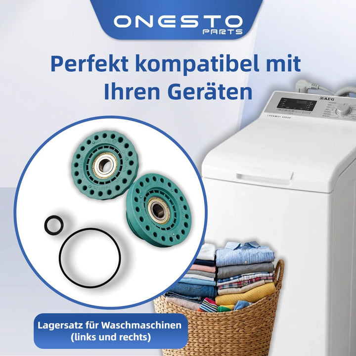 Waschmaschinenlager links + rechts Ersatzset für AEG Elеctrolux Zanussi 4071430963 4071430971 inkl.
