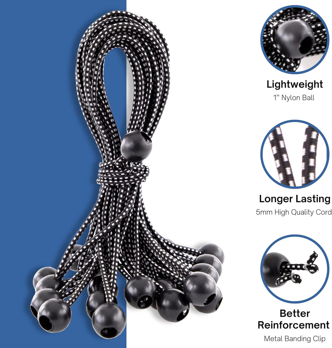 Kotap BB-11B Ball Bungee, 11-Inch, Black, 25-Piece by Kotap