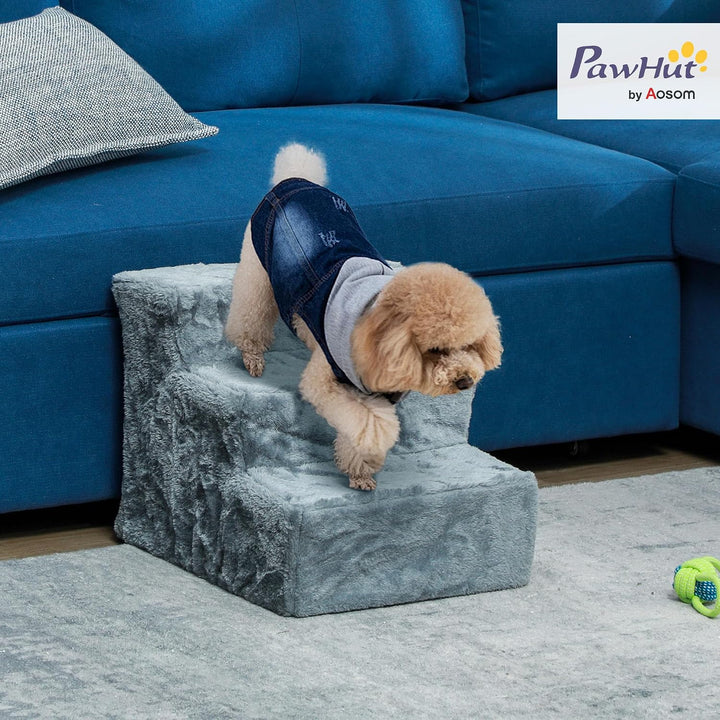 PawHut Hundetreppe 3 Stufen 35 cm Hoch Haustiertreppe für Kleine Hunde Katzentreppe Hunderampe mit W