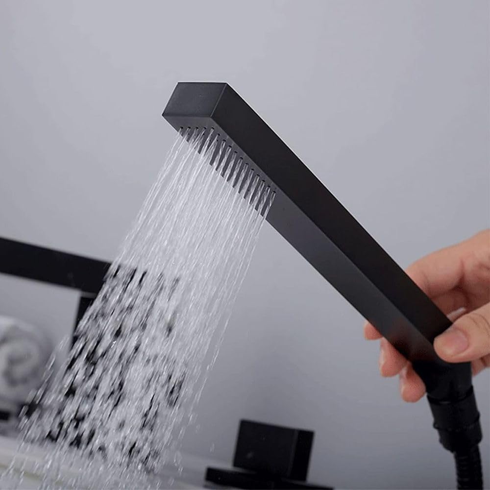 Rea Badewannenarmatur GLEN BLACK 3 ELEM Wasserhahn Badewanne Einhebel Wannenarmatur mit Handbrause B