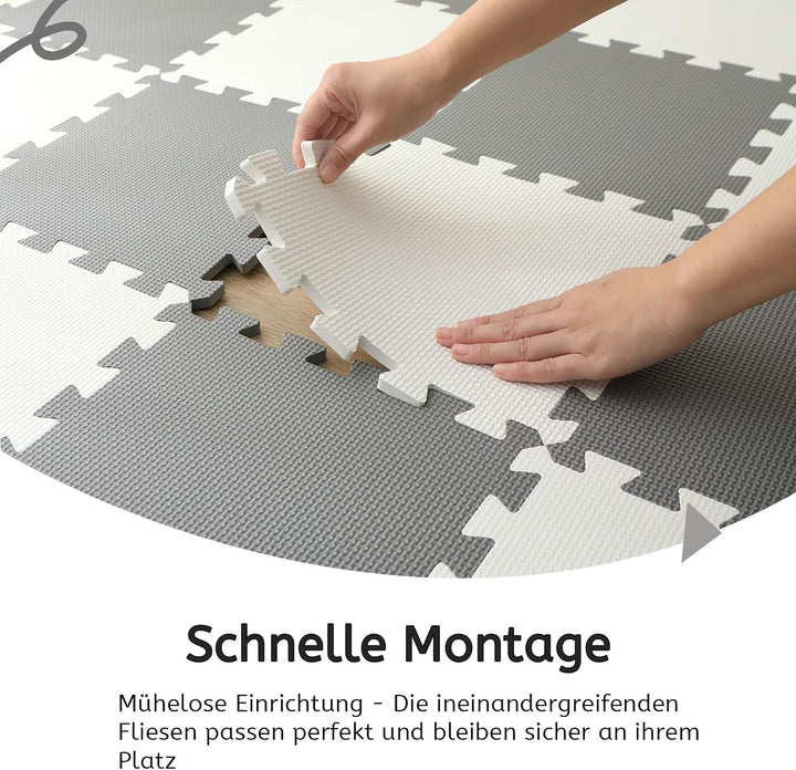 20 Stück Eva Puzzlematten Bodenschutzmatten aus Eva-Schaumstoff, Gesamtmass 114x142x1 cm, Grau & Wei