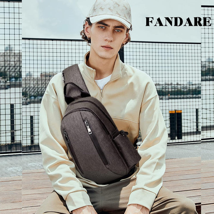 FANDARE Retro Brusttasche Sling Bag Sling Rucksack Schultertasche Crossbody Bag Business Umhängetasc