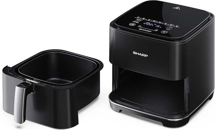SHARP AF-GS552AE-B Heissluftfritteuse 5,5L mit digitaler Steuerung – Touchdisplay Funktion, 8 Progra