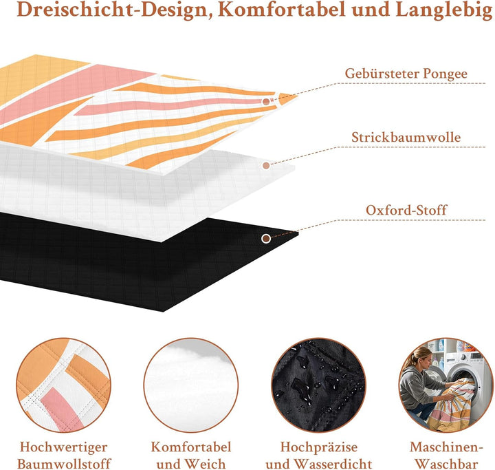 TXBOBECO Picknickdecke 200x200cm XXL, Stranddecke Wasserdicht Sandfrei, Outdoor Camping Decke mit Tr