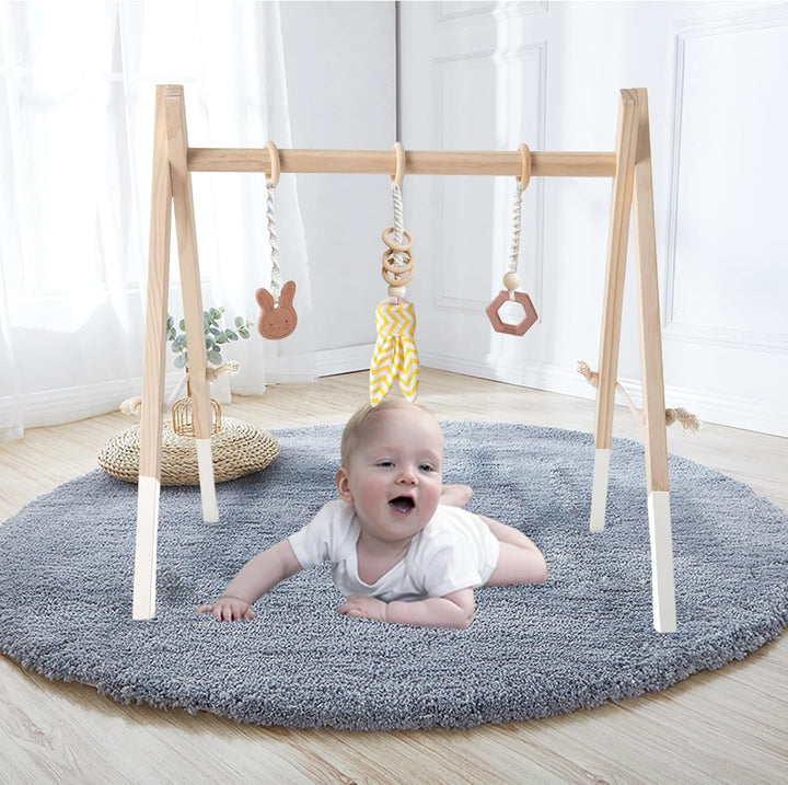 Caudblor Spieltrapez Holz Babyspielzeug Puzzle Gym inkl. Anhänger Babygymnastik aktiv Spielzeug Baby