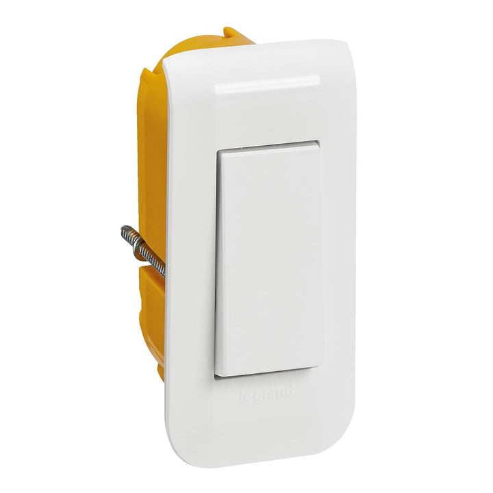 Legrand 200076 Set mit Schalter, einfach oder hin und her, schmal, mit Platte und Einbaubox, 10 A, 1