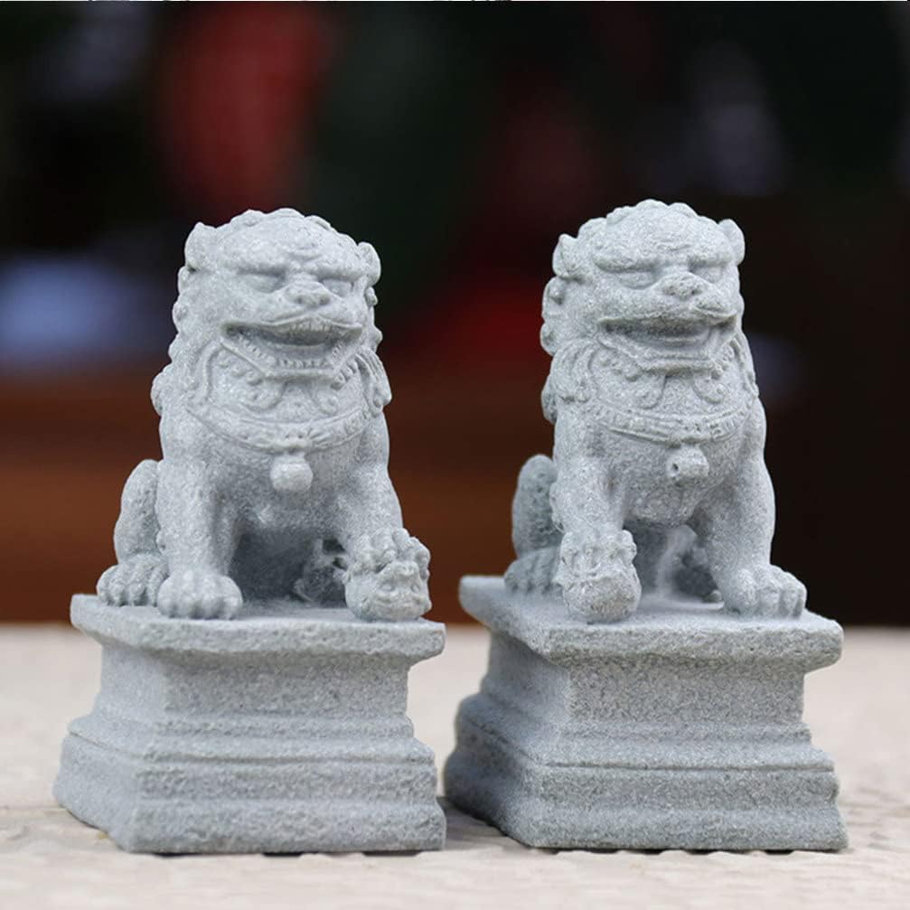 YARNOW 2st Löwenverzierung Im Chinesischen Stil Wohlstand Porsperity Statue Fengshui-löwenstatuen Fe