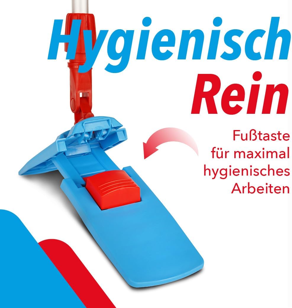 G.I.V. Profi Klapphalter mit Fusstaste 50cm hellblau für Grossflächen - Mopphalter für Taschenmopps