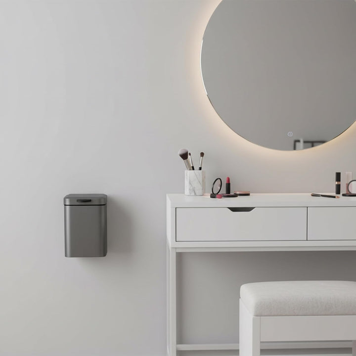 Relaxdays Kosmetikeimer Wandmontage, 3 l, Absenkautomatik, entnehmbarer Inneneimer, Bad Mülleimer, E