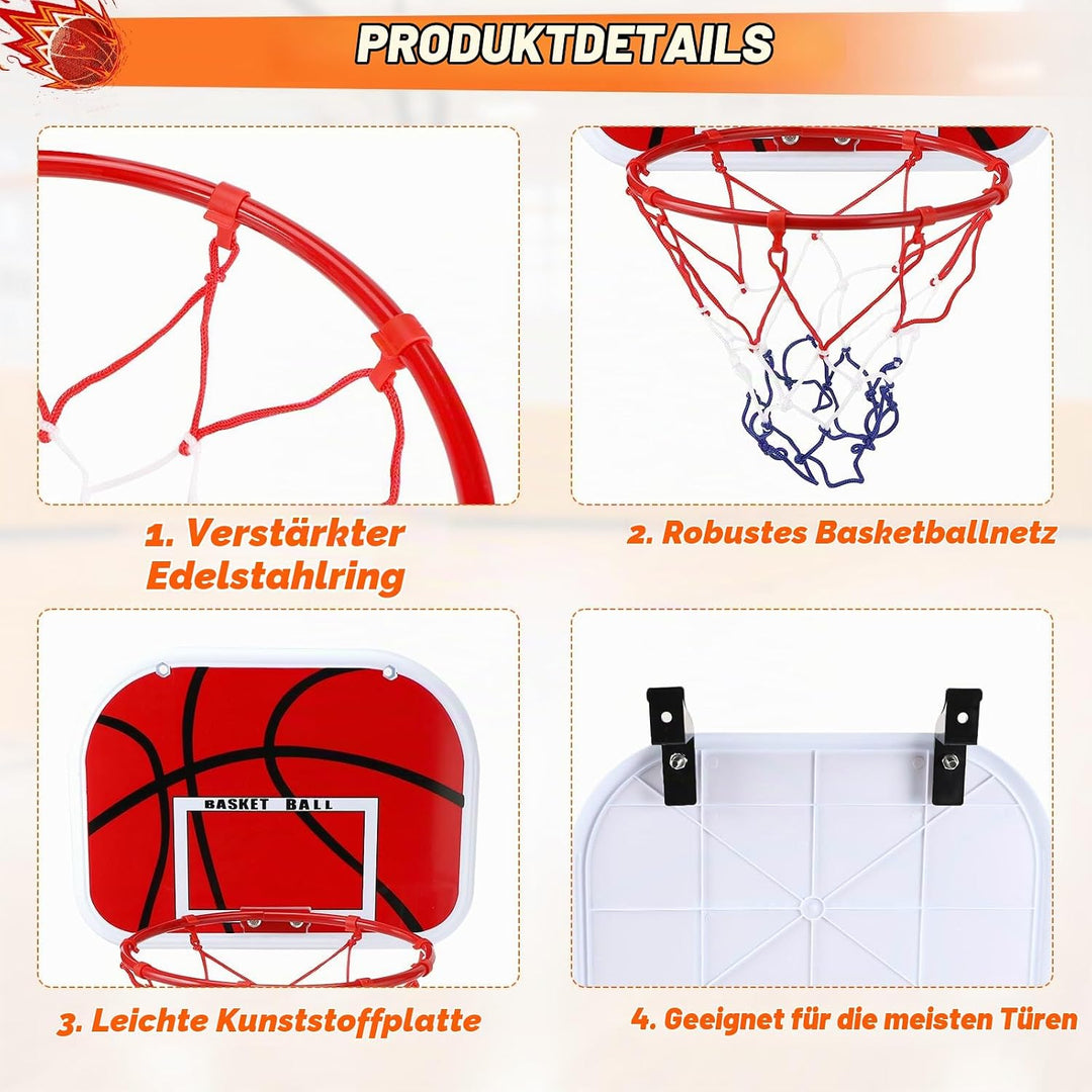 Mini Basketballkorb füR Zimmer und Outdoor, inklusive Ballpumpe und 2 Mini Basketballs, einfache Mon