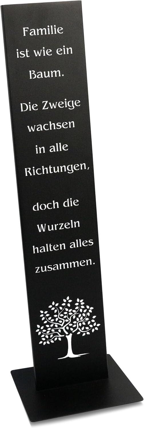 Rostikal Familie Spruchtafel 100 cm – Schwarzes Deko-Schild für Garten und Wohnzimmer aus Metall mit