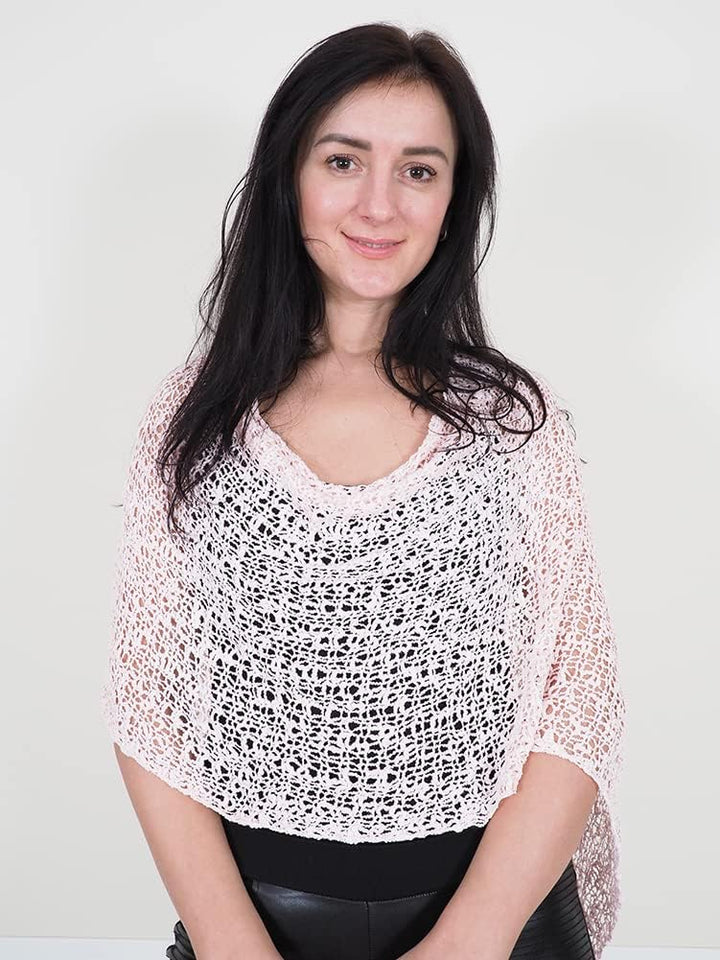 Mimosa Damen Schlichtes Stretch-Fischnetz häkeln Fledermaus kleiner Poncho Einheitsgrösse Grosse Grö
