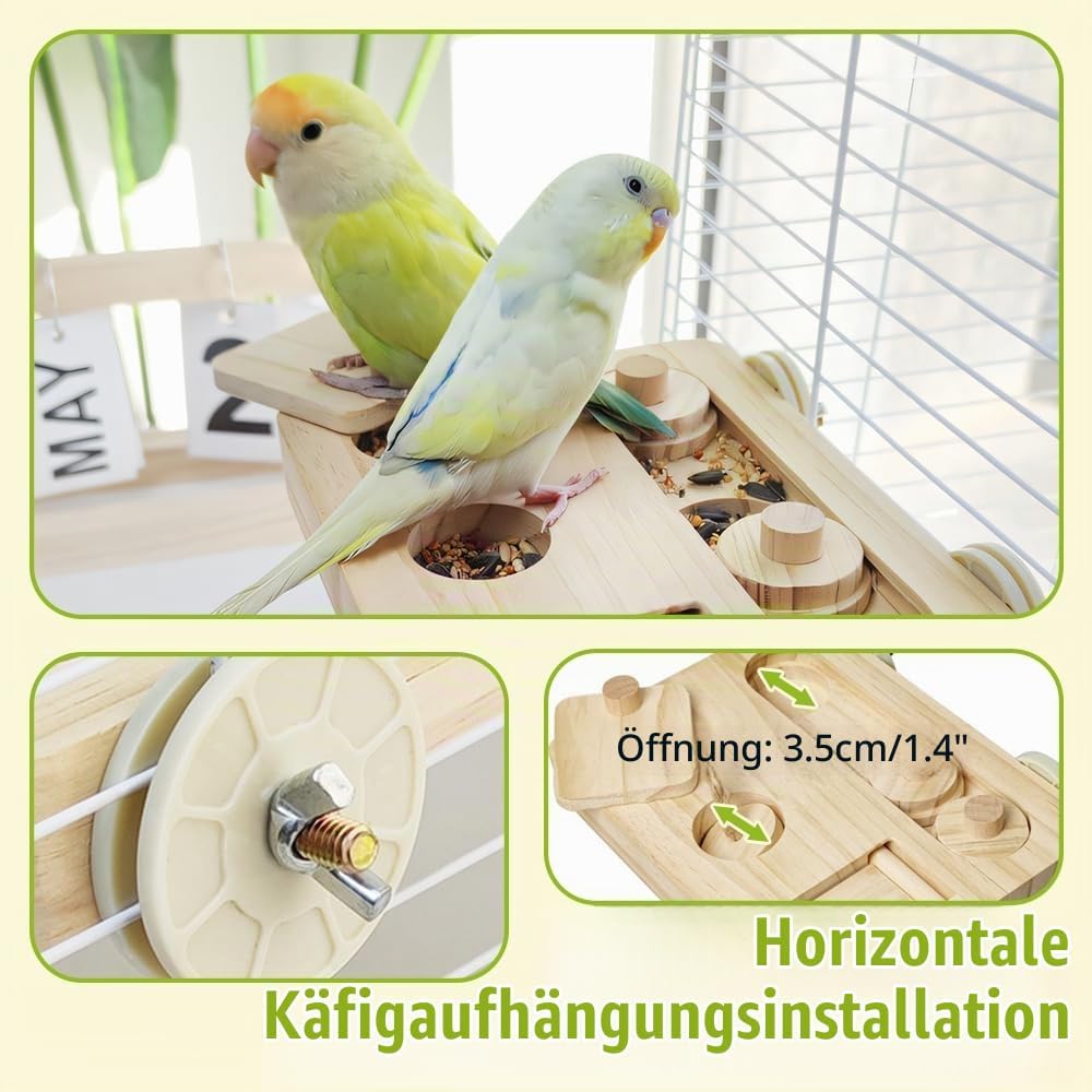 Vögel Futtersuchpuzzle Holz, Interaktives Sittiche Futterspielzeug mit Lernfunktion zum Trainieren u