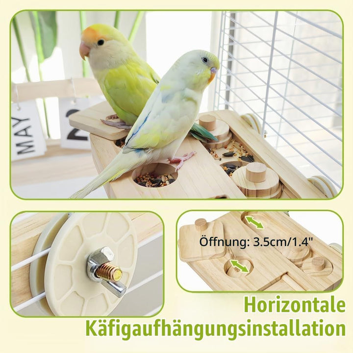 Vögel Futtersuchpuzzle Holz, Interaktives Sittiche Futterspielzeug mit Lernfunktion zum Trainieren u