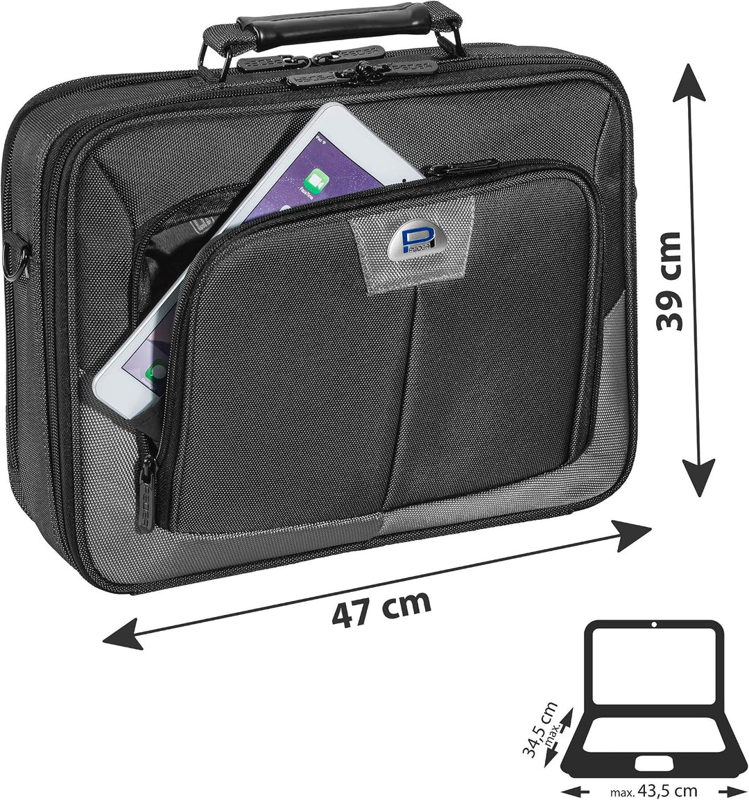 PEDEA Laptoptasche "Premium" Notebook-Tasche bis 17,3 Zoll (43,9 cm) Umhängetasche mit Schultergurt
