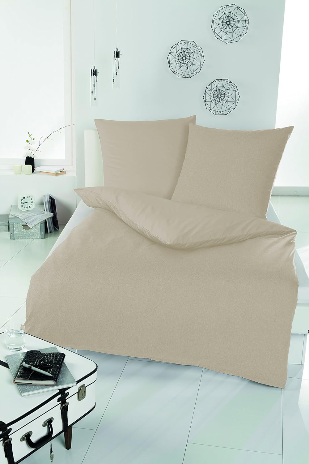 Brandsseller Baumwoll-Satin Bettwäsche Bettbezug Garnitur Set Martina - für Kopfkissen und Bettdecke