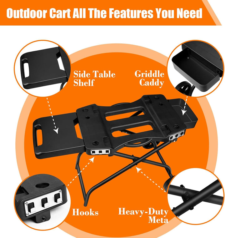 GFTIME Grillständer für Ninja Woodfire Grill, Grillwagen, zusammenklappbarer Outdoor-Grillständer fü