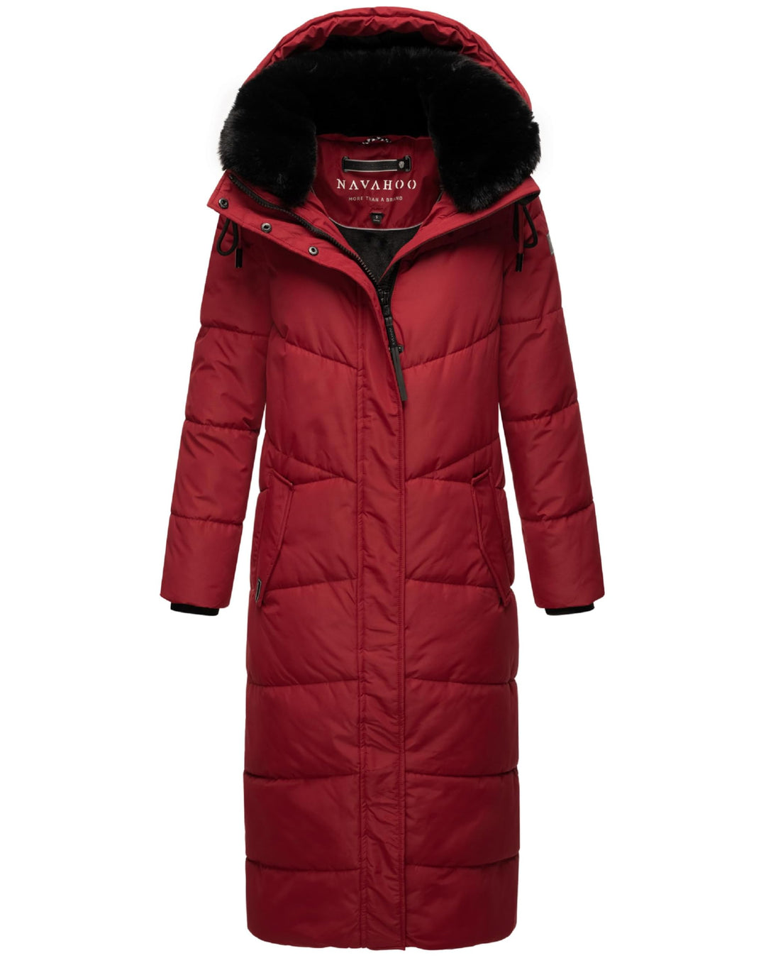 Navahoo Damen Wintermantel warmer Steppmantel extralang mit abnehmbarer Kapuze Hingucker XIV XS-5XL
